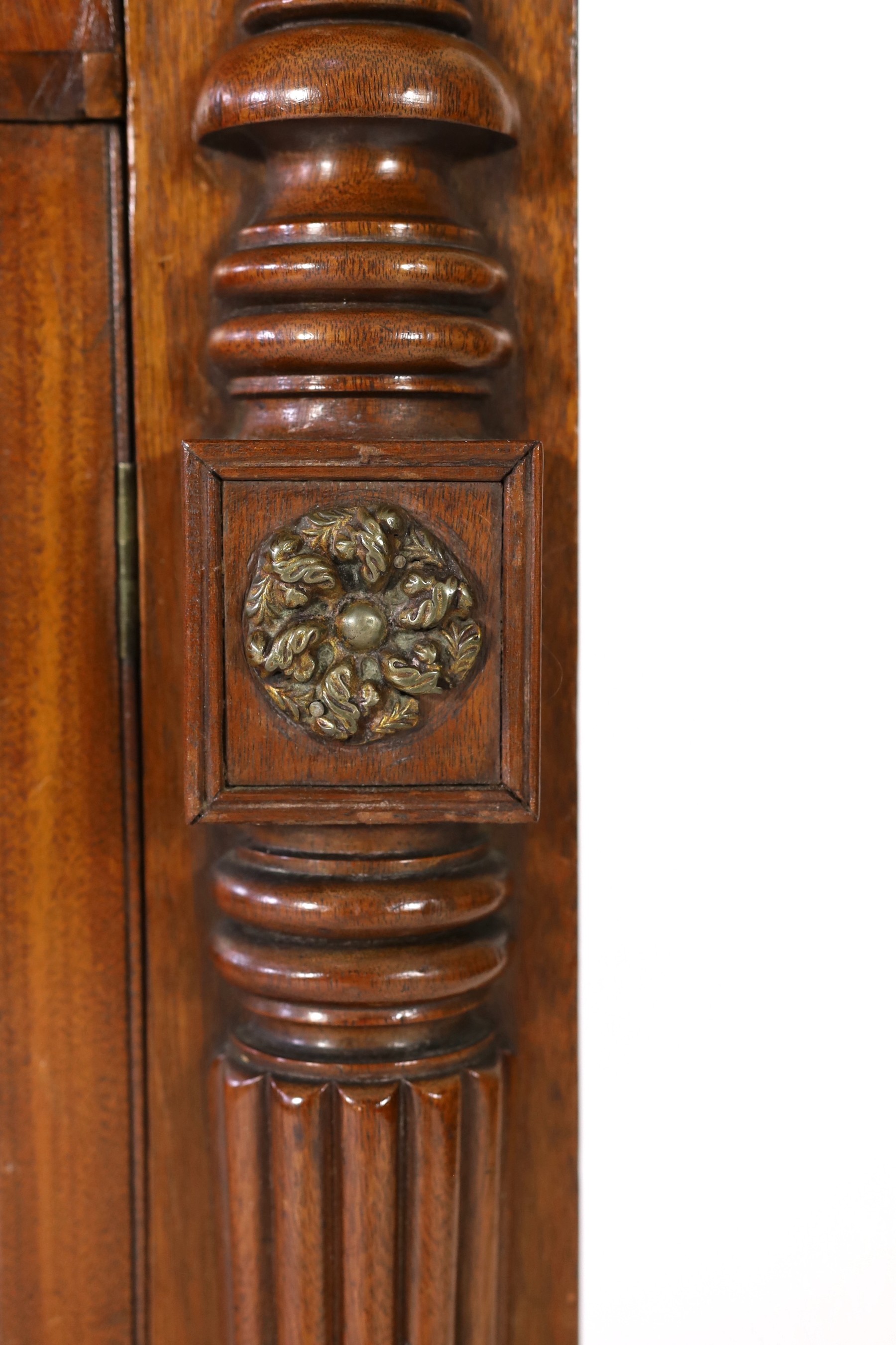 A George IV rosewood banded mahogany side cabinet, in the manner of Gillows, width 102cm, depth 40cm, height 93cm